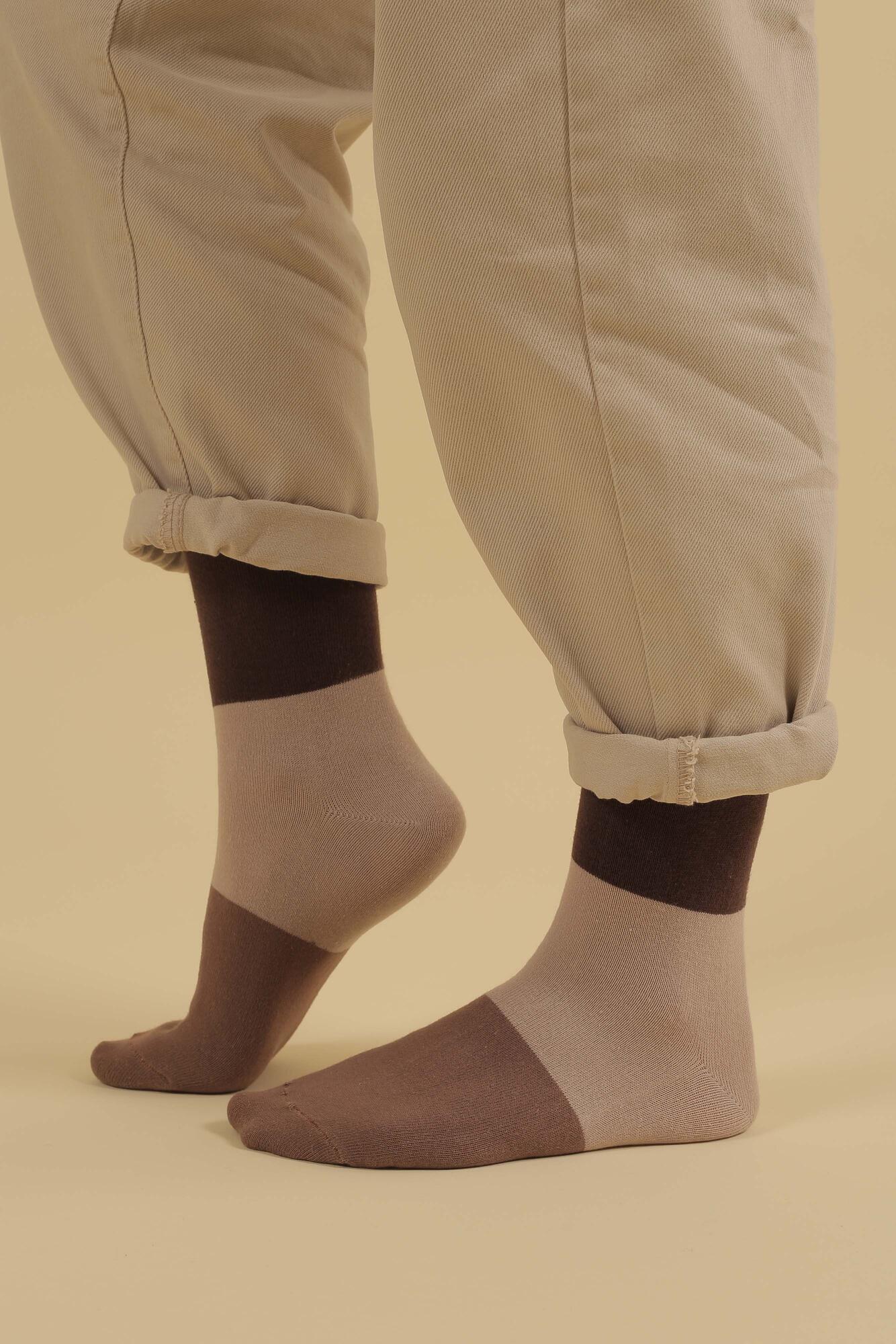 Block Ankle Socks Chestnut-Beige - 4
