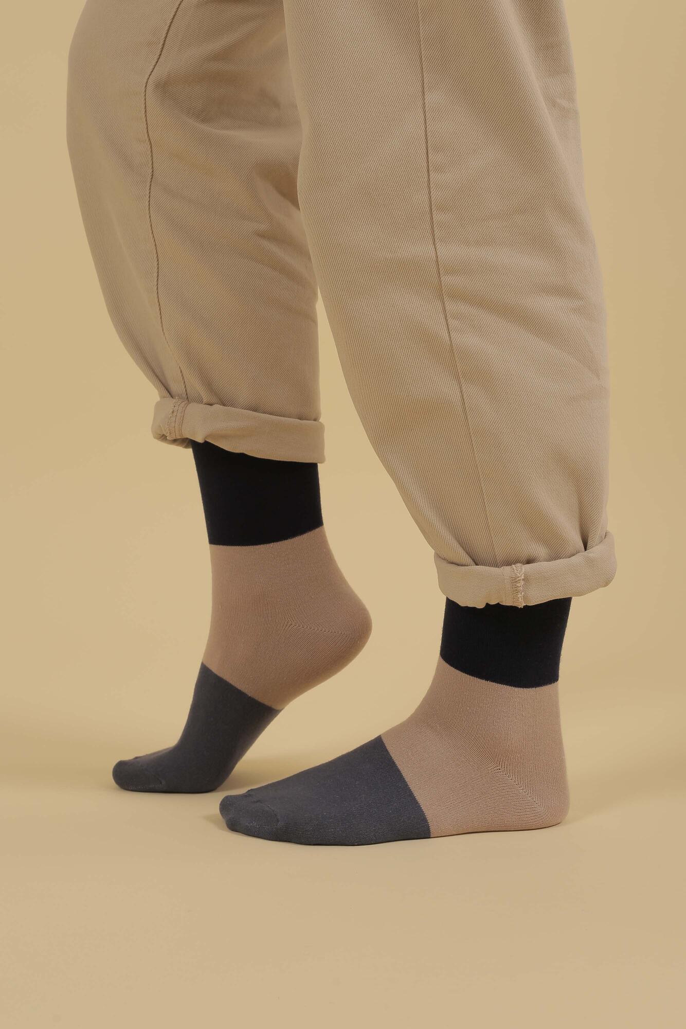 Block Ankle Socks Navy Blue - 4