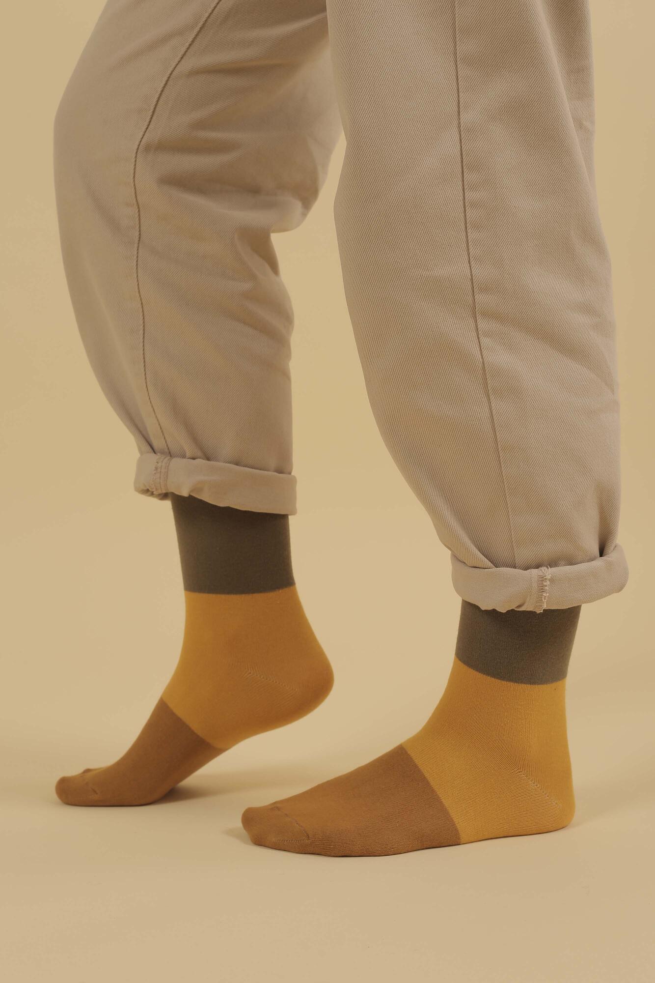 Block Ankle Socks Green Oil - 4